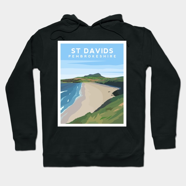 St Davids Beach, Pembrokeshire - South Wales Hoodie by typelab